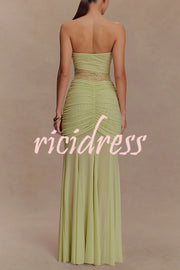 Fashion Lace Splicing Sexy Sleeveless Off-shoulder Slim Maxi Dress