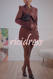Monica Satin Double-breasted Long Sleeve Peak Lapel Blazer Mini Dress
