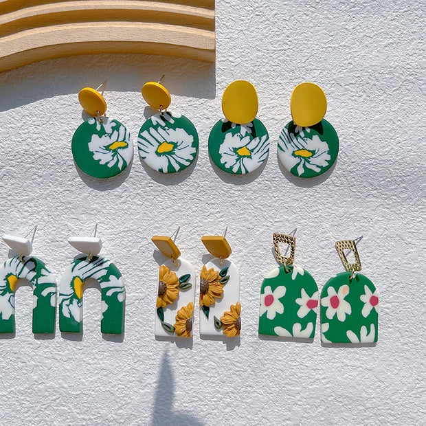 Fresh Floral Handmade Clay Earrings