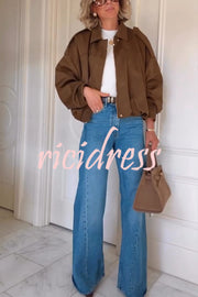 Fashion Lapel Long-sleeved Casual Bomber Jacket