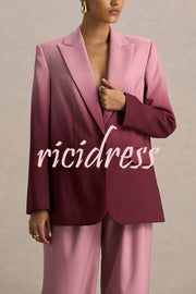 Enya Ombre Print Single Button Long Sleeve Lapel Loose Blazer