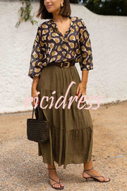 Unique Printed Lapel Button-down Loose Casual Shirt