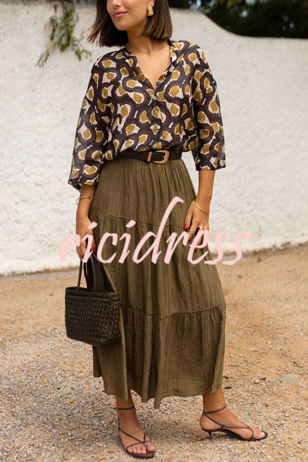 Unique Printed Lapel Button-down Loose Casual Shirt
