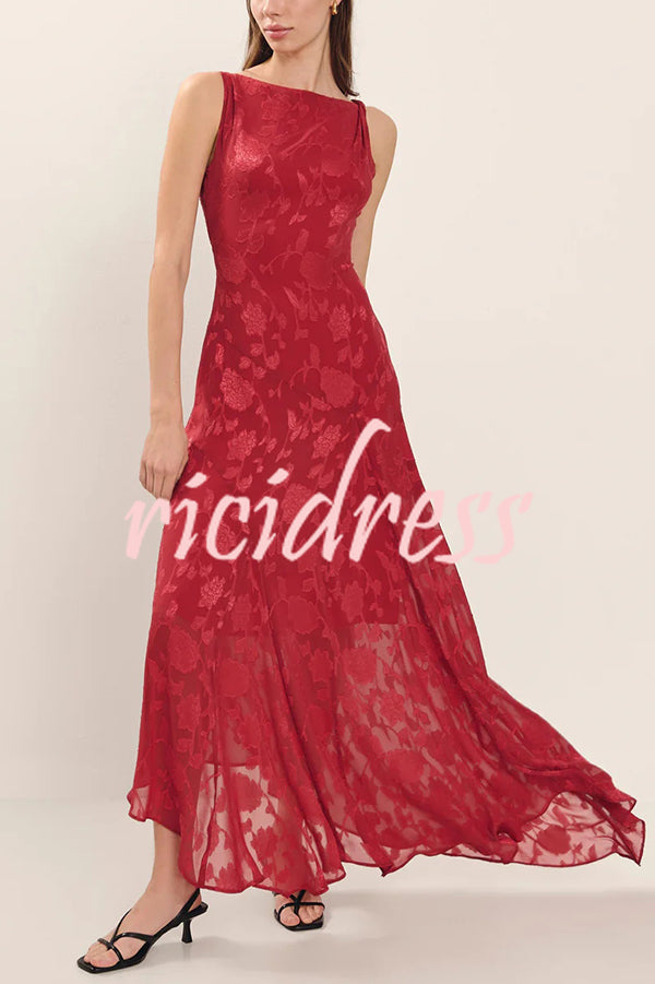 Fashion Jacquard Elegant Backless Lace-up Slim Irregular Maxi Dress