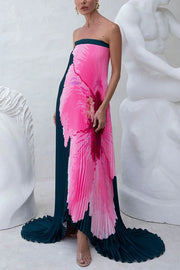 All about Her Pleated Floral Print Off Shoulder A-line Maxi Dress