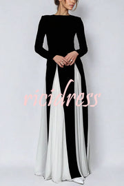 Getting Glam and Elegant Panelled Tulle Long Sleeve A-line Maxi Dress