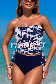 Unique Print High Waist Tie-Stretch Two-Piece Bikini Swimsuit