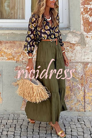 Solid Color Splicing Casual Vacation Maxi Skirt