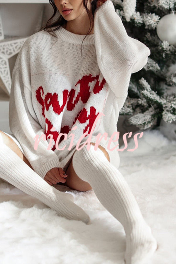 Santa Baby Loose-fitting Long-sleeved Mid-length Knit Sweater