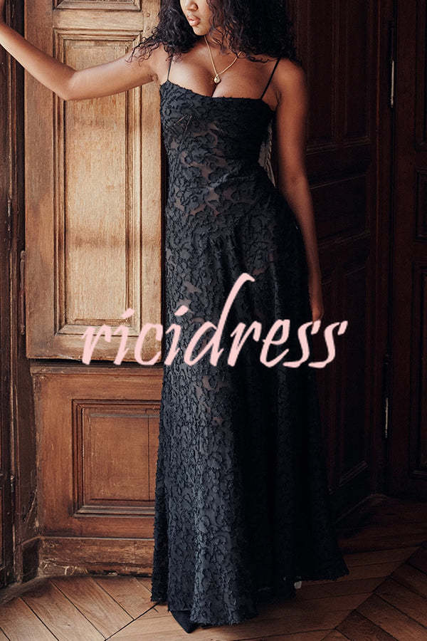 Fashion Sexy Suspenders See-through Holiday Slim Maxi Dress