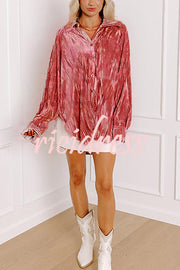 Solid Color Velvet Light-sensitive Drape Loose Shirt
