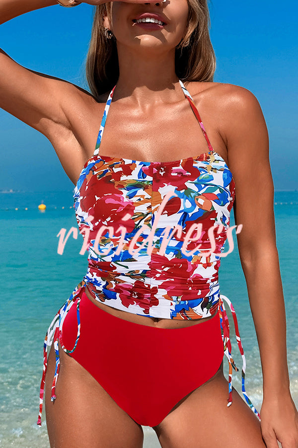 Unique Print High Waist Tie-Stretch Two-Piece Bikini Swimsuit