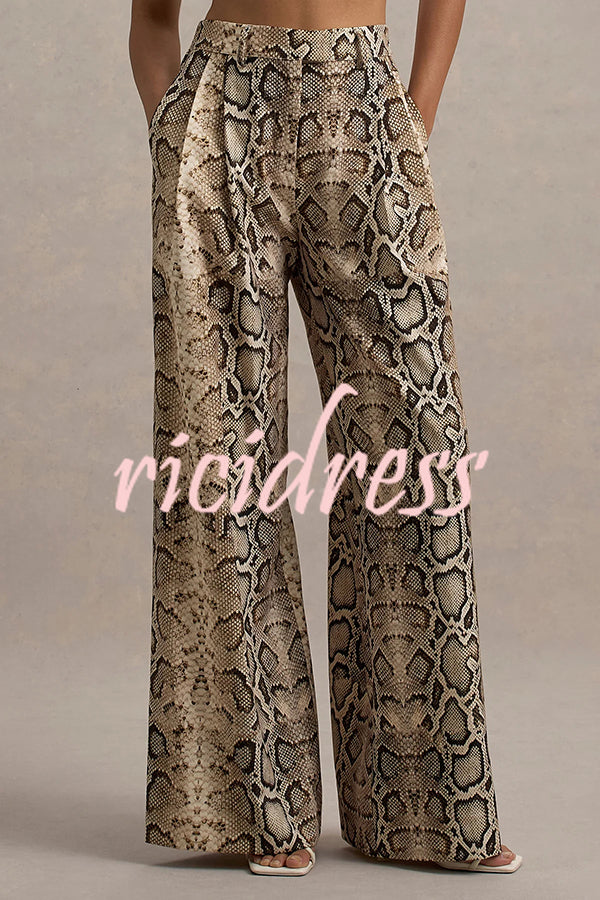 Hurley Ombre Snake Print Elastic Waist Pocketed Wide Leg Pants