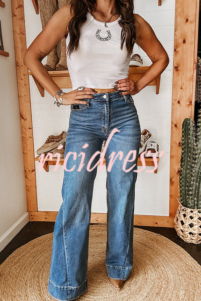 Fashion Stretch Pocket Casual Straight Jeans