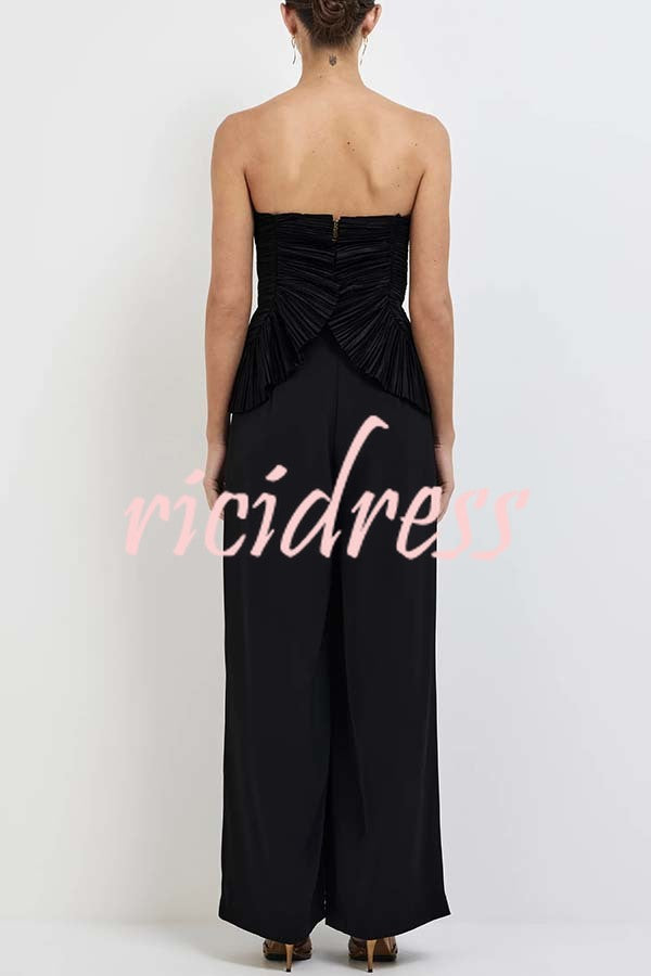 Show Exquisiteness Satin Pleated Heart-shaped Off Shoulder Halter Tank