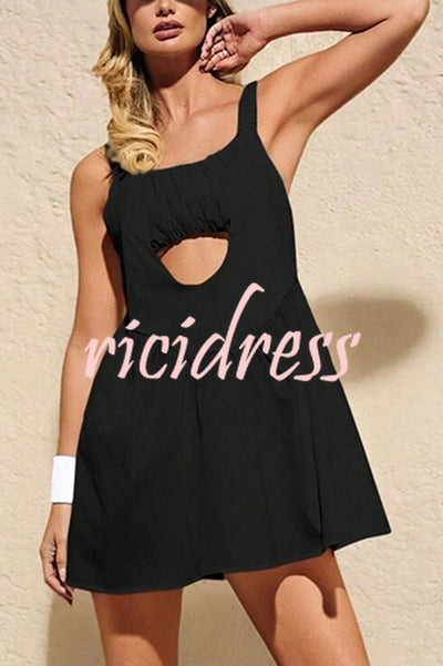 Linen Blend Summer Sporty Sleeveless Backless Mini Dress