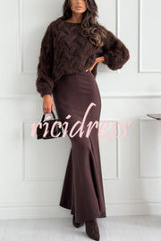 Caitlin Knit Stretch Fabric High Waist Fishtail Casual Maxi Skirt