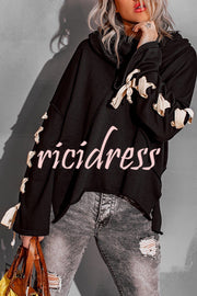 Lace Up Hooded Dolman Sleeve Hoodie