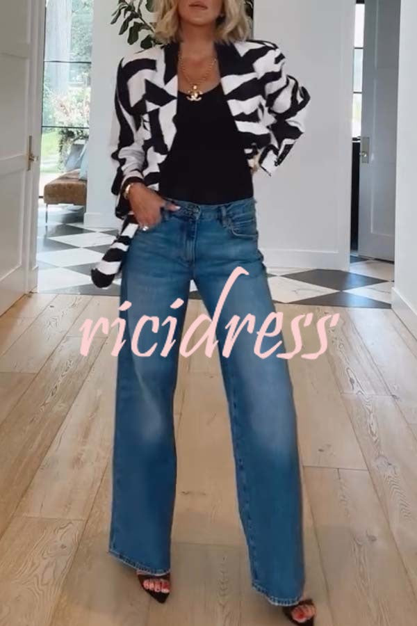 Breath of Freedom Animal Print Button Up Long Sleeve Lapel Loose Blazer