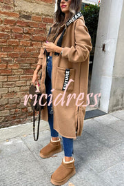 Fashionable and Casual Hooded Zipper Pocket Loose Long Coat