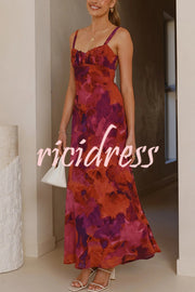 Fashion Tie-dye Backless Suspender Holiday Maxi Dress