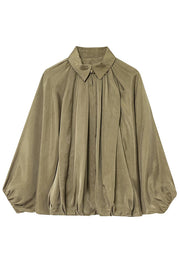 Fashion Lapel Loose Puff Long Sleeve Casual Zipper Jacket