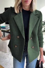 Fashion Lapel Stitching Long Sleeve Casual Button Loose Coat