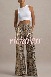 Hurley Ombre Snake Print Elastic Waist Pocketed Wide Leg Pants