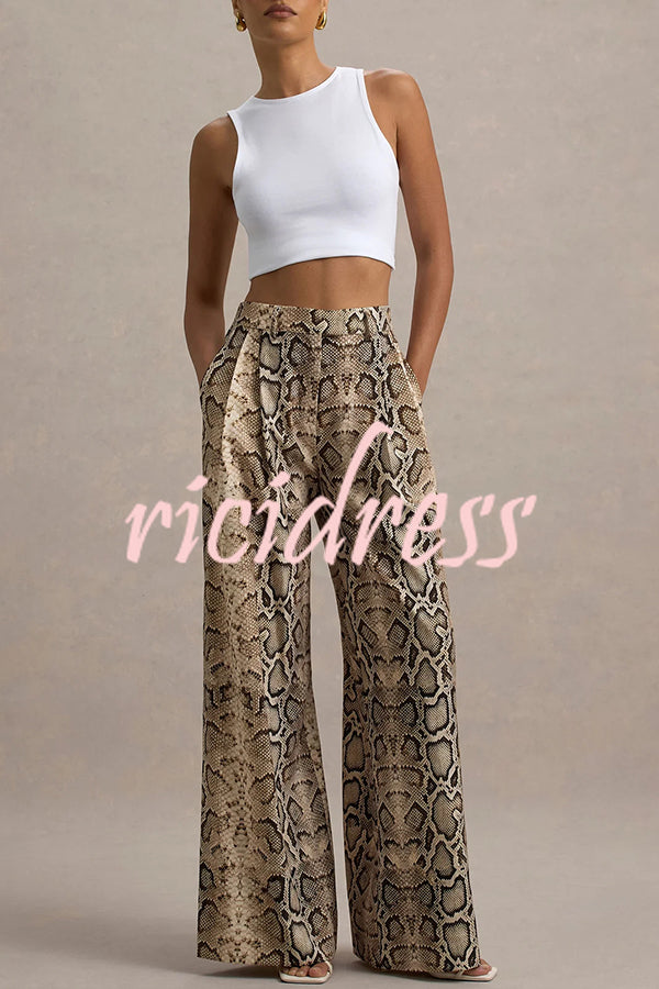 Hurley Ombre Snake Print Elastic Waist Pocketed Wide Leg Pants