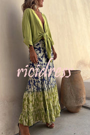 Summer Mood Satin Tie Front Relaxed Blouse