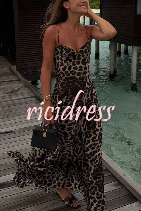 In The Maldives Leopard Waisted A-line Slip Maxi Dress