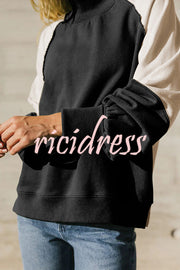 Fashionable Contrast Color Stitching Long Sleeve Loose Sweatshirt