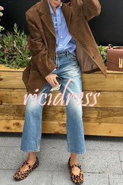 Vintage Lapel Long Sleeve Buttoned Loose Jacket