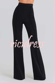 Women Power High Rise Side Zipper Flare Slim Fit Pants