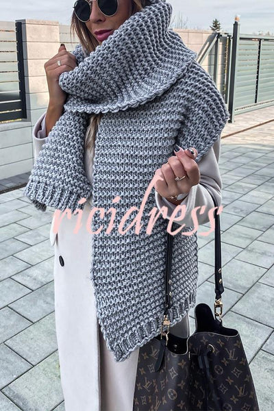 Winter handmade thick wool knitted scarf