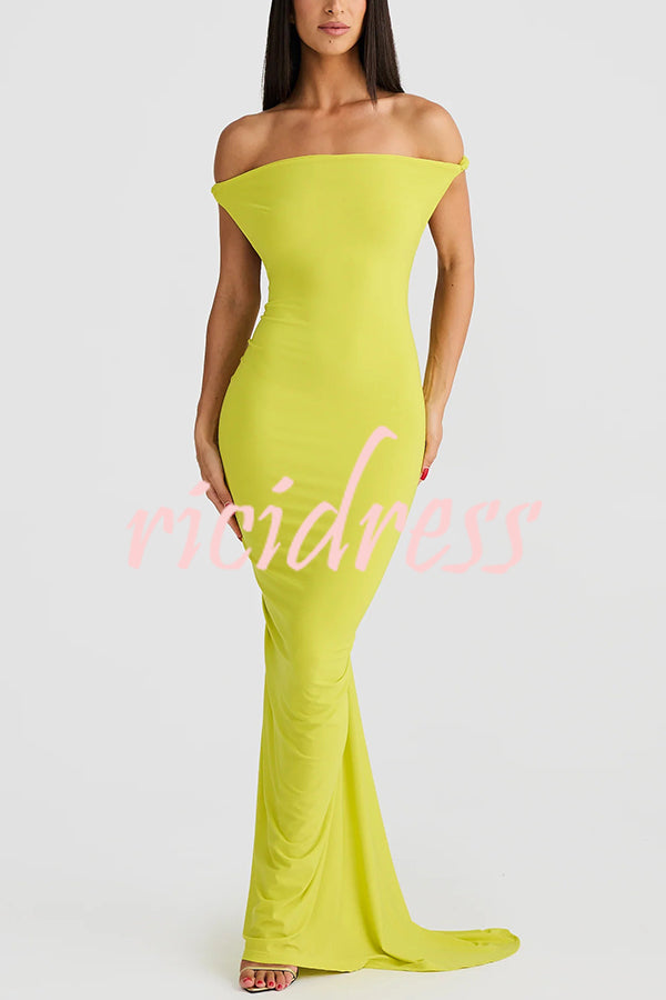 Everything You Want Rope Detail Backless Ruched Stretch Maxi Dress