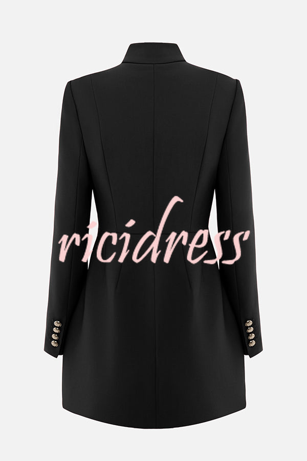 Elegant Long-sleeved Hollowed-out Button-down Slim-fit Mini Dress