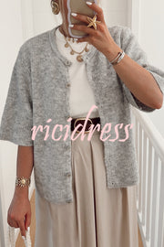 Solid Color Casual Buttoned Loose Knitted Cardigan