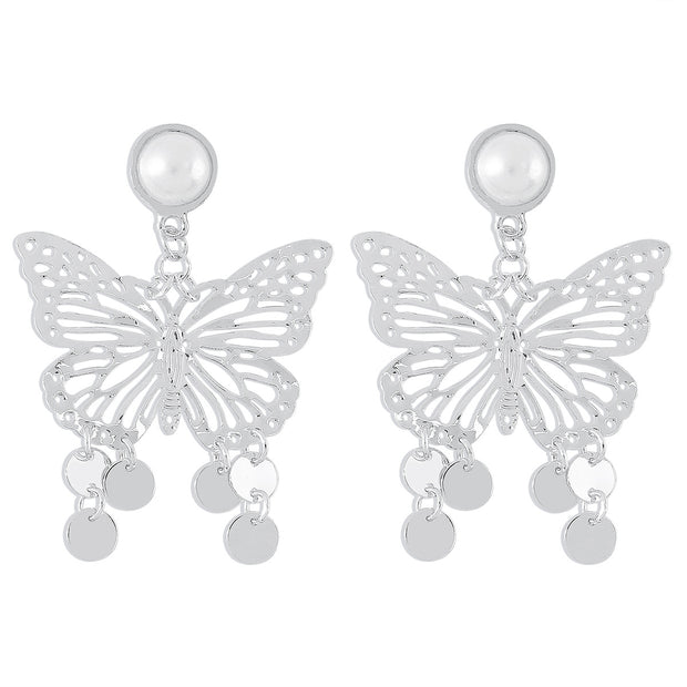 Filigree Butterfly with Pearl Drop Earrings