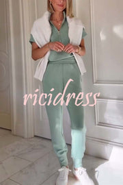 Sheridan Half-Zip Neck Short Sleeve Sweatshirt and Elastic Waist Pocket Jogger Set