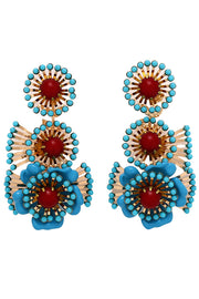 Bohemian Retro Ethnic Style Turquoise Flower Earrings