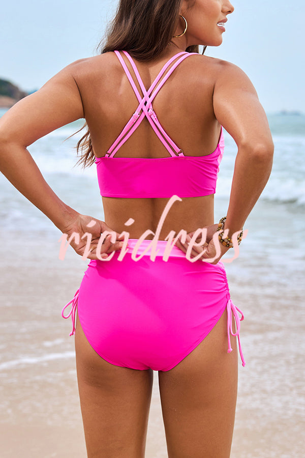 Fashionable High Waist Stretch Bikini Swimsuit