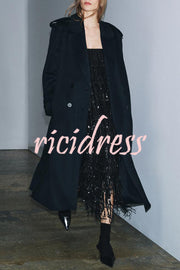 Chic Celebration Layered Sequined Tassels Slip Strapless H-line Midi Dress