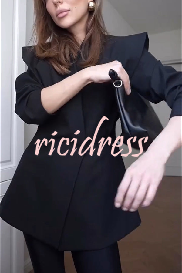 Fashionable Pioneer Stand V-neck Split Sleeve Loose Blazer