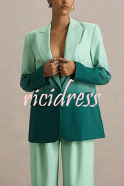 Enya Ombre Print Single Button Long Sleeve Lapel Loose Blazer