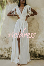Resort Style Draped Braids Shoulder Backless Cover-up Loose Maxi Dress