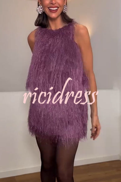 Flowing Elegance Layered Tassels Mid Rise Elastic Waist Loose Mini Skirt