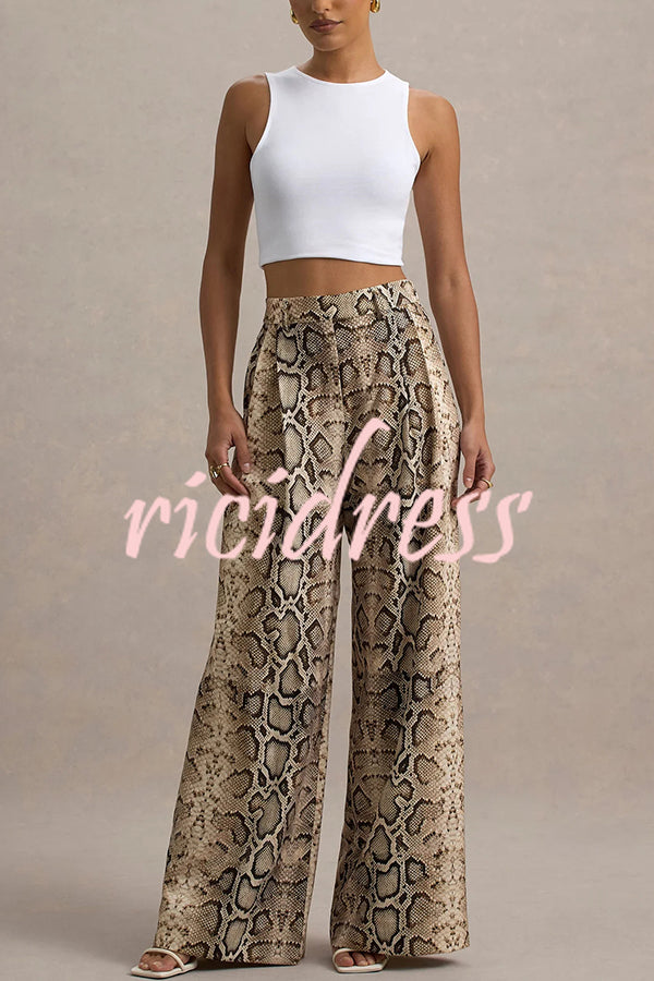 Hurley Ombre Snake Print Elastic Waist Pocketed Wide Leg Pants