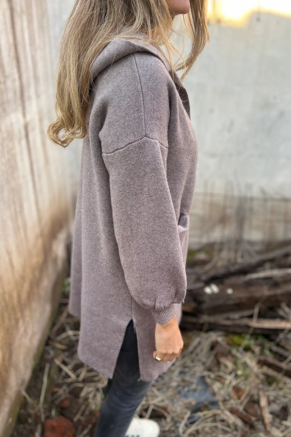 Solid Color Casual Hooded Long Sleeve Pocket Loose Jacket