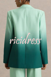 Enya Ombre Print Single Button Long Sleeve Lapel Loose Blazer